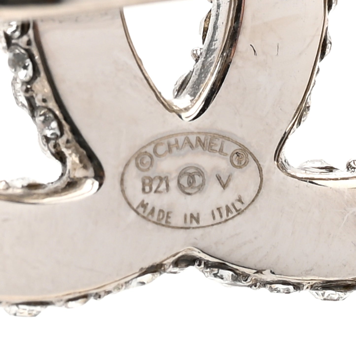 Chain Link Crystal CC Dog Tag Charm Necklace Gold