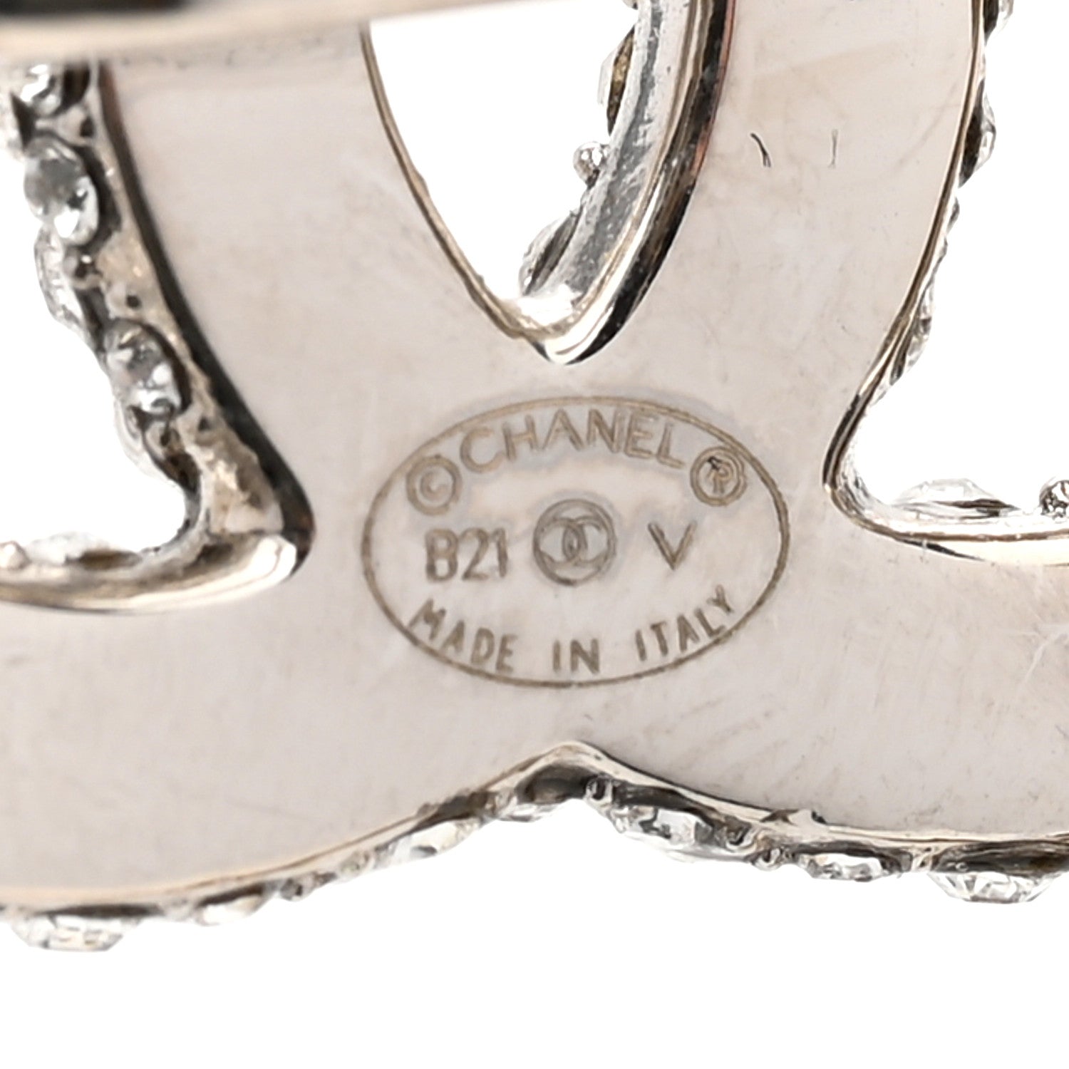 Chanel Chain Link Crystal CC Dog Tag Charm Necklace Gold 5 of 5
