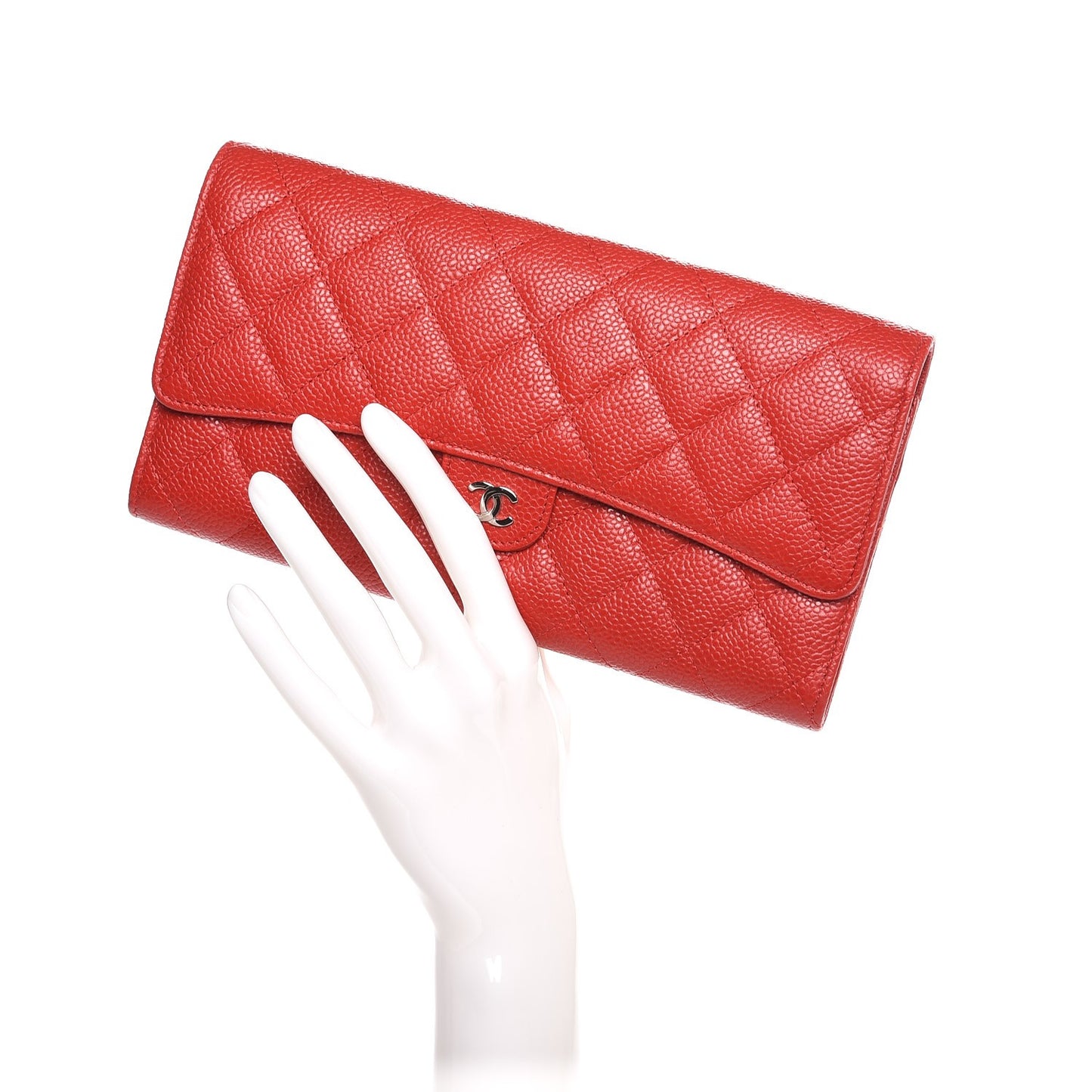 Caviar Quilted Travel Wallet Red