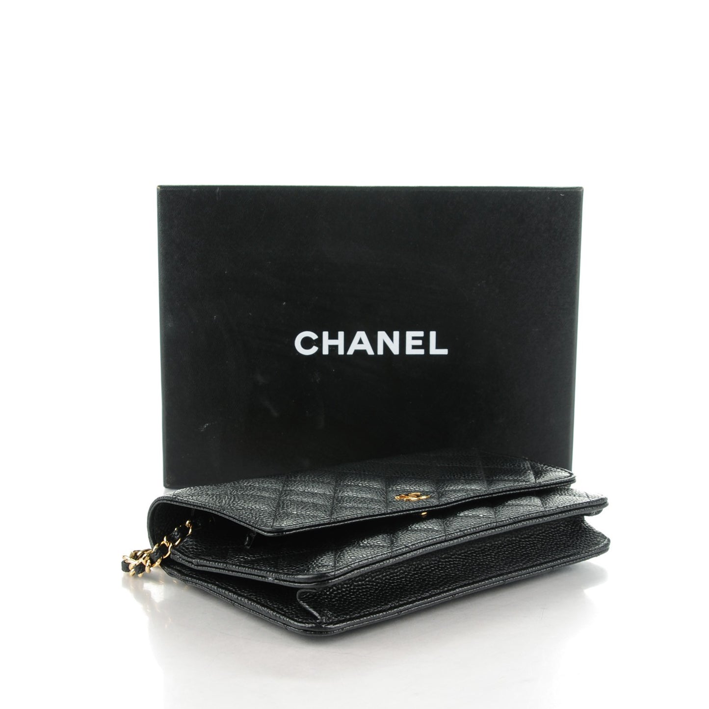 Caviar Quilted Wallet On Chain WOC Black