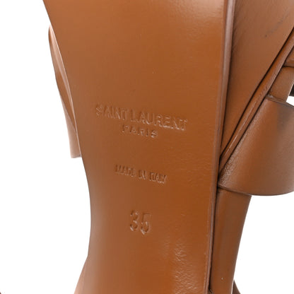 Saint Laurent Calfskin Tribute 105 Platform Sandals 35 Caramel 6 of 8
