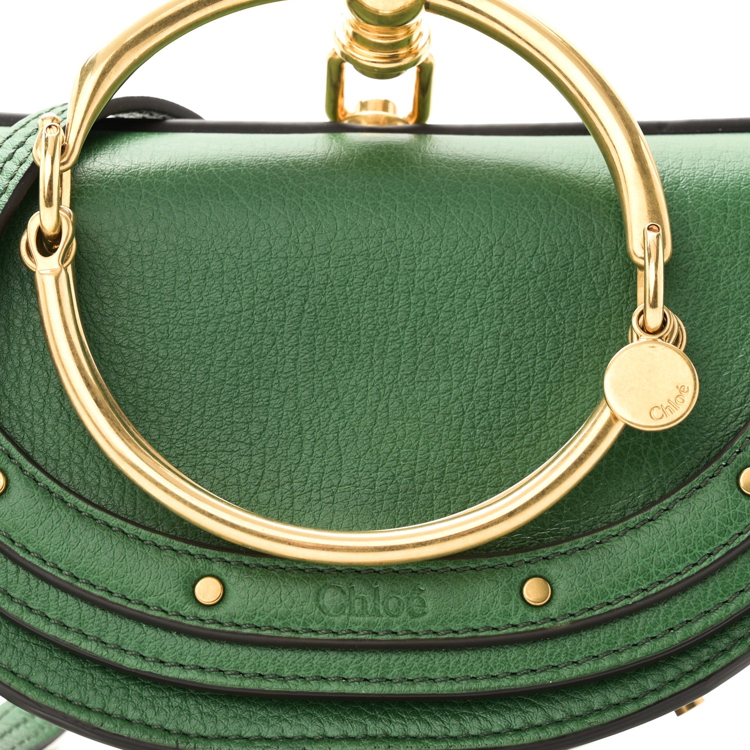 Chloe Calfskin Small Nile Bracelet Minaudiere Bag Deep Pine 7 of 9