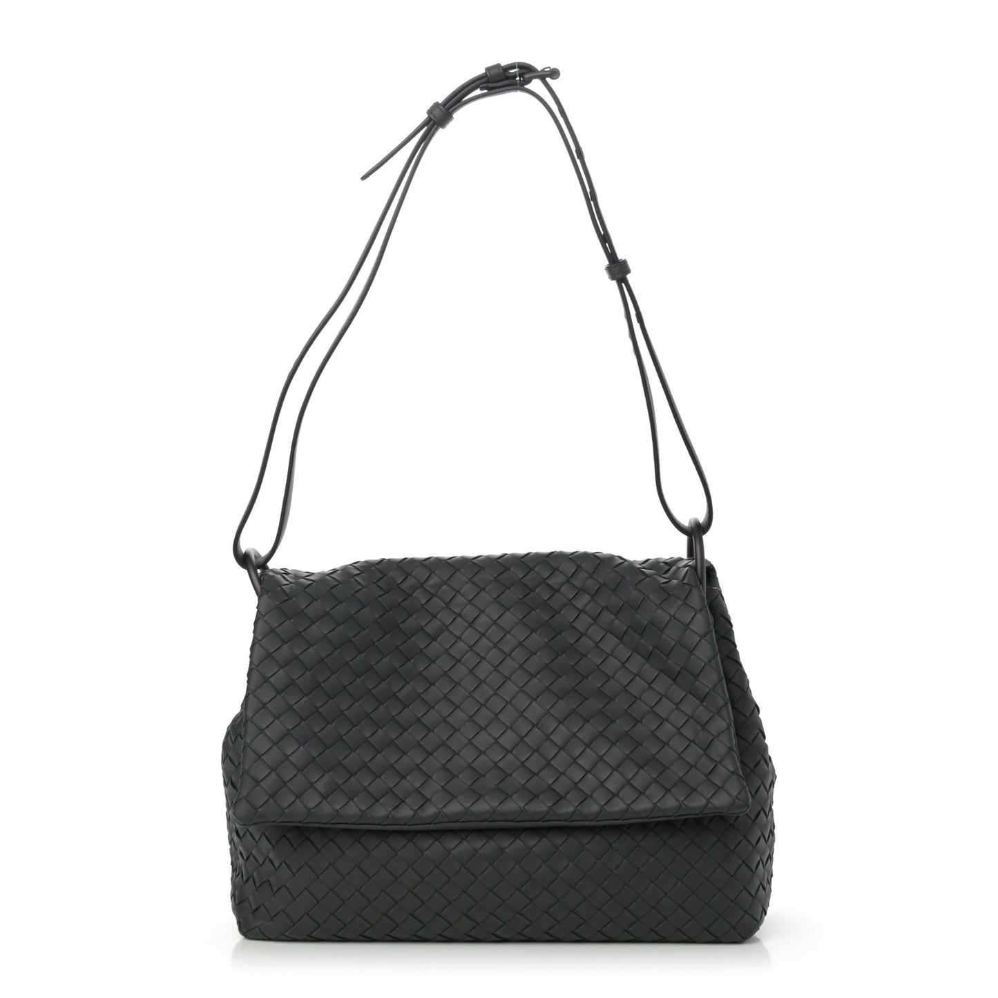 Nappa Intrecciato Flap Shoulder Bag Ardoise