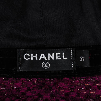Chanel Wool Tweed Gripoix Bucket Hat 57 Burgundy 6 of 6