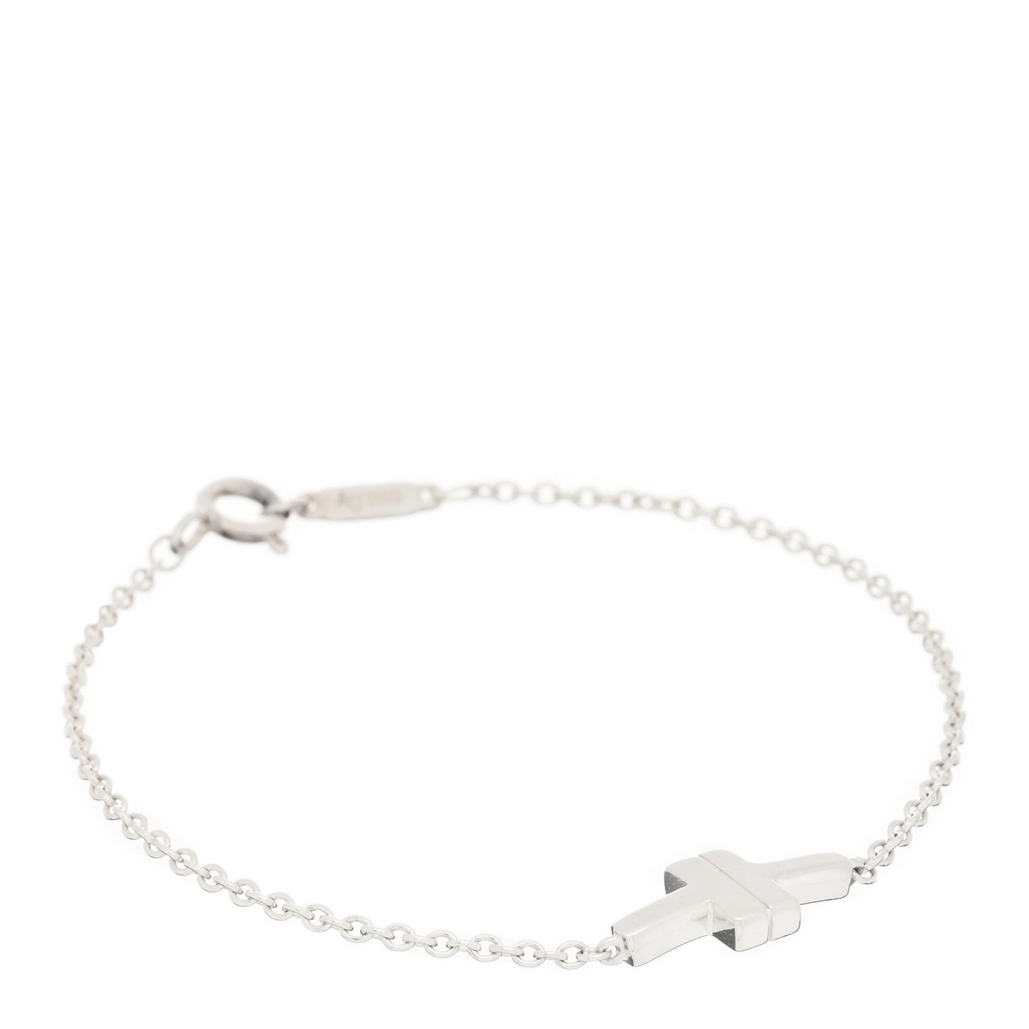 Sterling Silver T Two Single Chain Bracelet