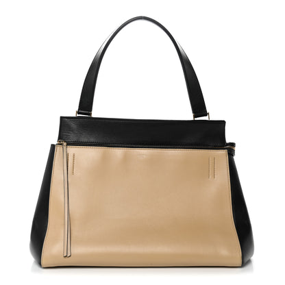 Celine Smooth Calfskin Medium Bi-Color Edge Shoulder Bag Black Beige 1 of 11