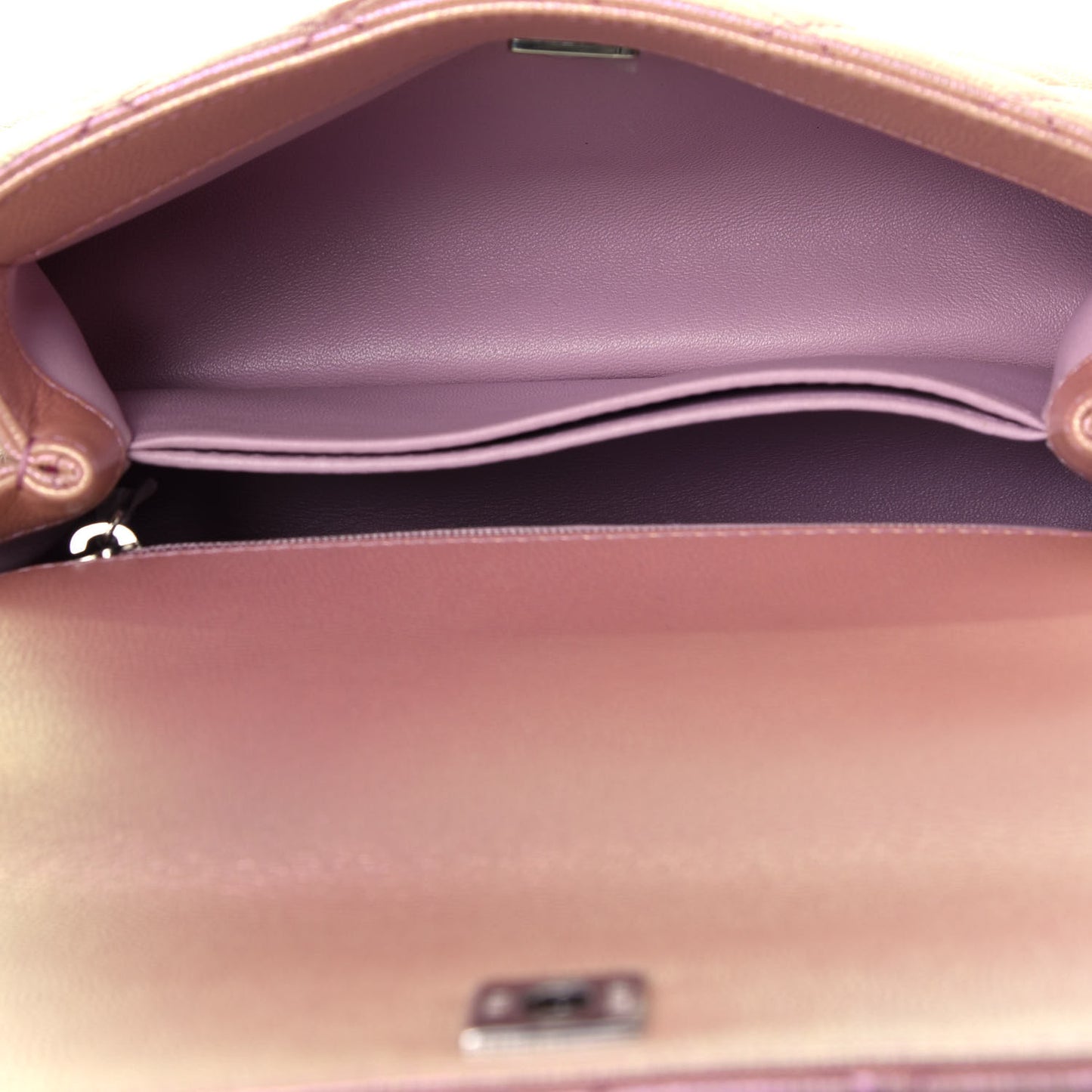 Iridescent Caviar Quilted Mini Coco Handle Flap Pink