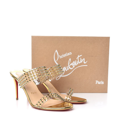 Christian Louboutin Specchio PVC Spikes Only 85 Slide Sandals 39 Gold 8 of 8
