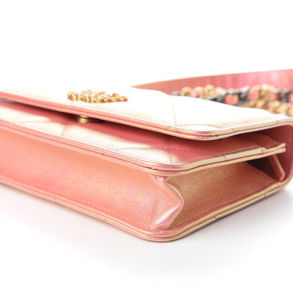 Chanel Iridescent Calfskin Quilted 19 Wallet On Chain WOC Pink 6 of 10