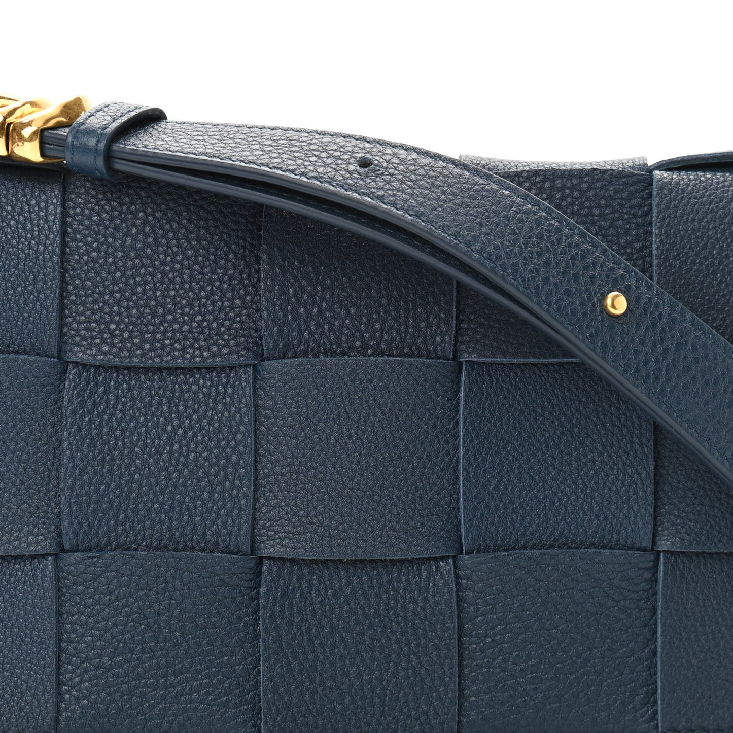 Grained Calfskin Maxi Intrecciato Cassette Crossbody Bag Deep Blue