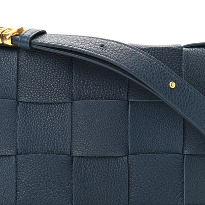Bottega Veneta Grained Calfskin Maxi Intrecciato Cassette Crossbody Bag Deep Blue 7 of 9