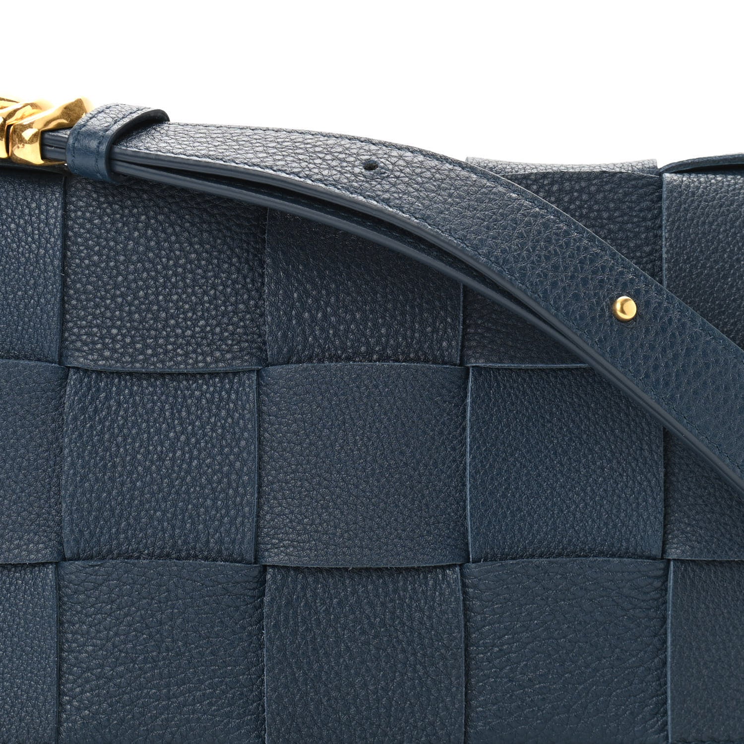 Bottega Veneta Grained Calfskin Maxi Intrecciato Cassette Crossbody Bag Deep Blue 7 of 9