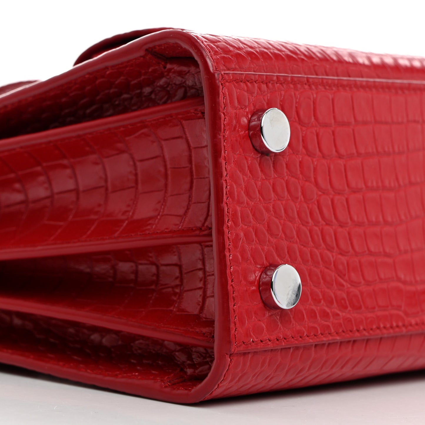 Calfskin Crocodile Embossed Nano Sac De Jour Red