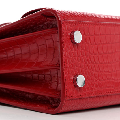 Saint Laurent Calfskin Crocodile Embossed Nano Sac De Jour Red 10 of 11