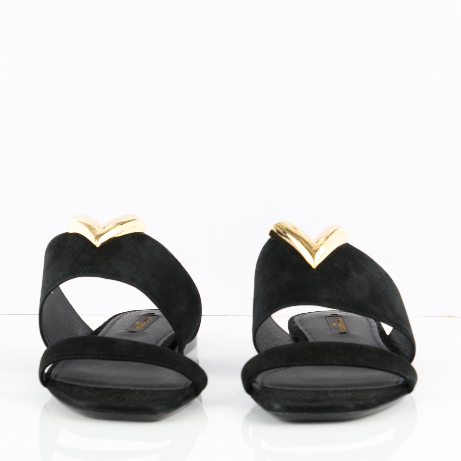 Louis Vuitton Suede Bayfront Mule Sandals 38 Black 2 of 7