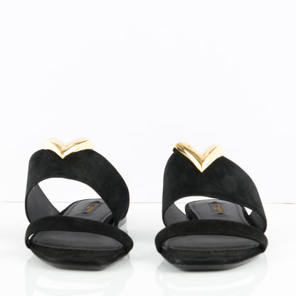 Louis Vuitton Suede Bayfront Mule Sandals 38 Black 2 of 7