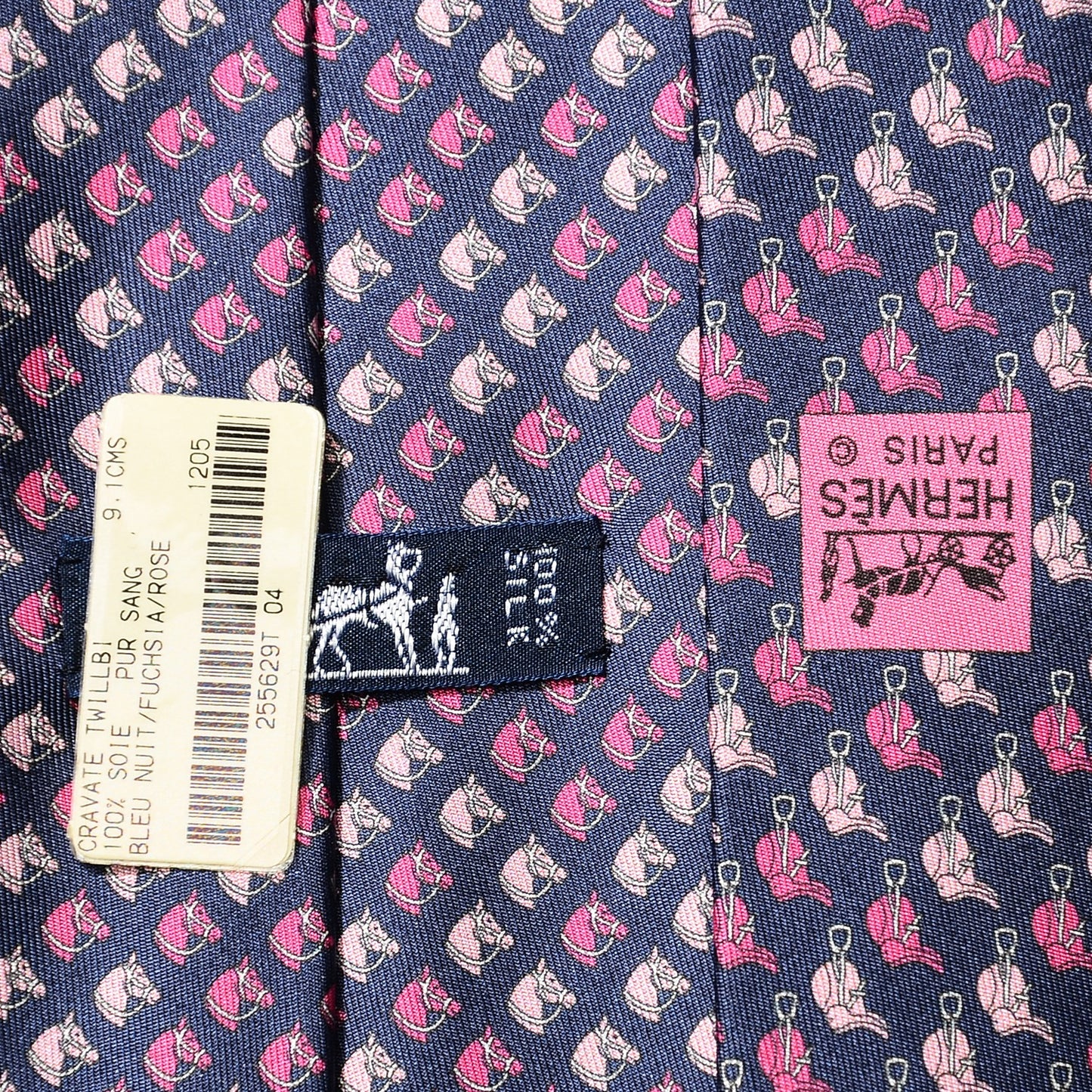 Printed Silk Mens Pur Sang Neck Tie Bleu Nuit Fuchsia Rose