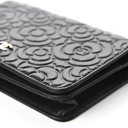 Chanel Caviar Camellia Embossed Wallet On Chain WOC Black 8 of 13