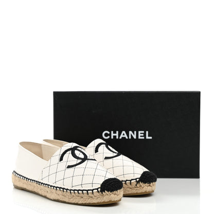 Chanel Lambskin Stitched CC Espadrilles 40 White Black 10 of 10