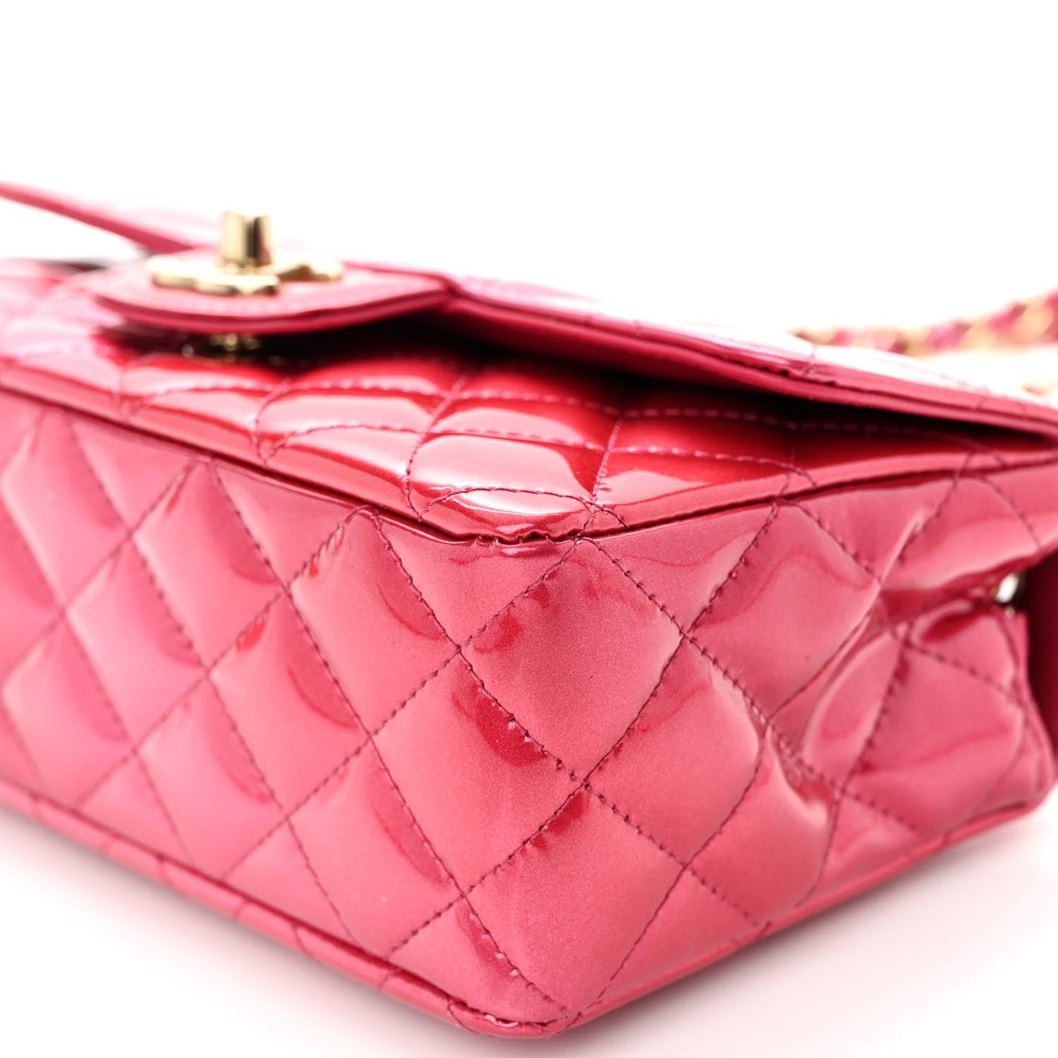Chanel Shaded Patent Calfskin Quilted Mini Rectangular Flap Pink Dark Pink 10 of 10