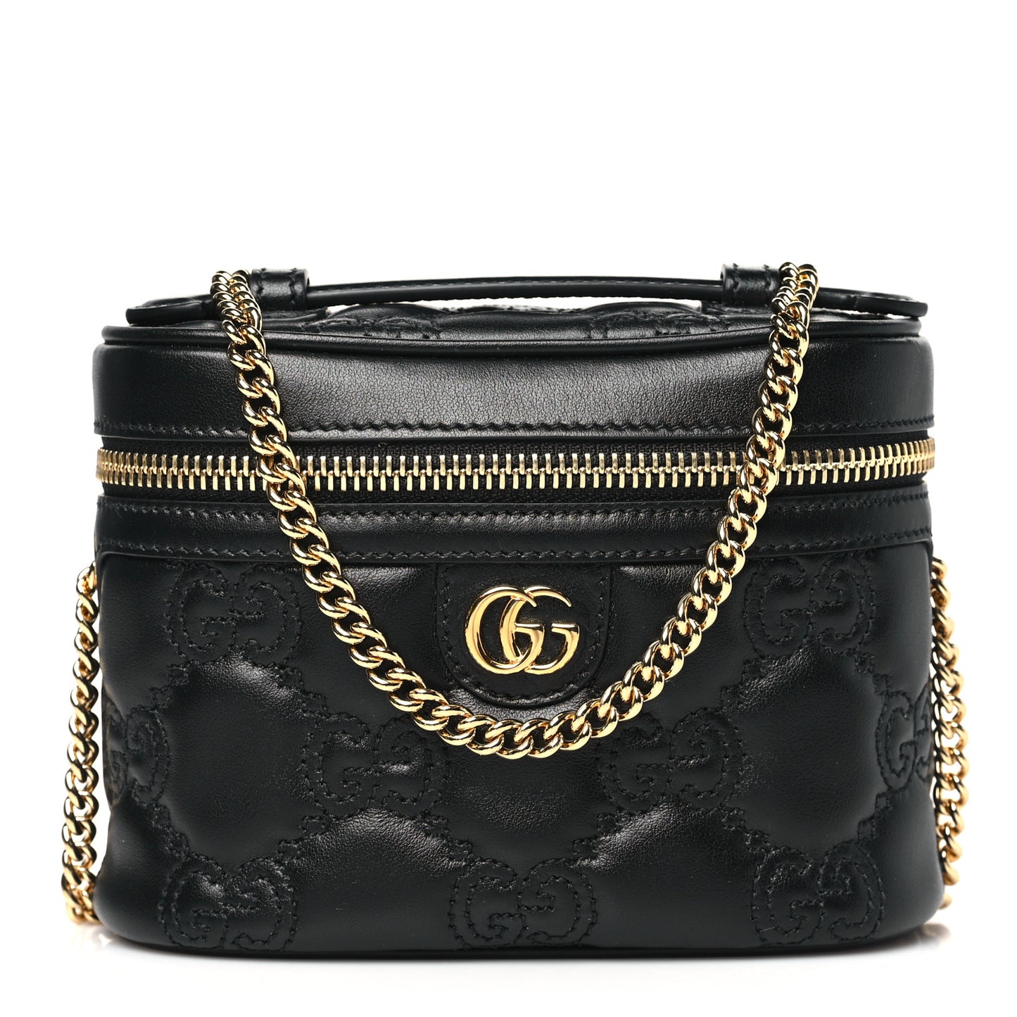 Calfskin GG Matelasse Mini Top Handle Bag Black