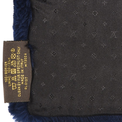 Louis Vuitton Rabbit Fur Bi Stamp Echarpe Navy 3 of 4