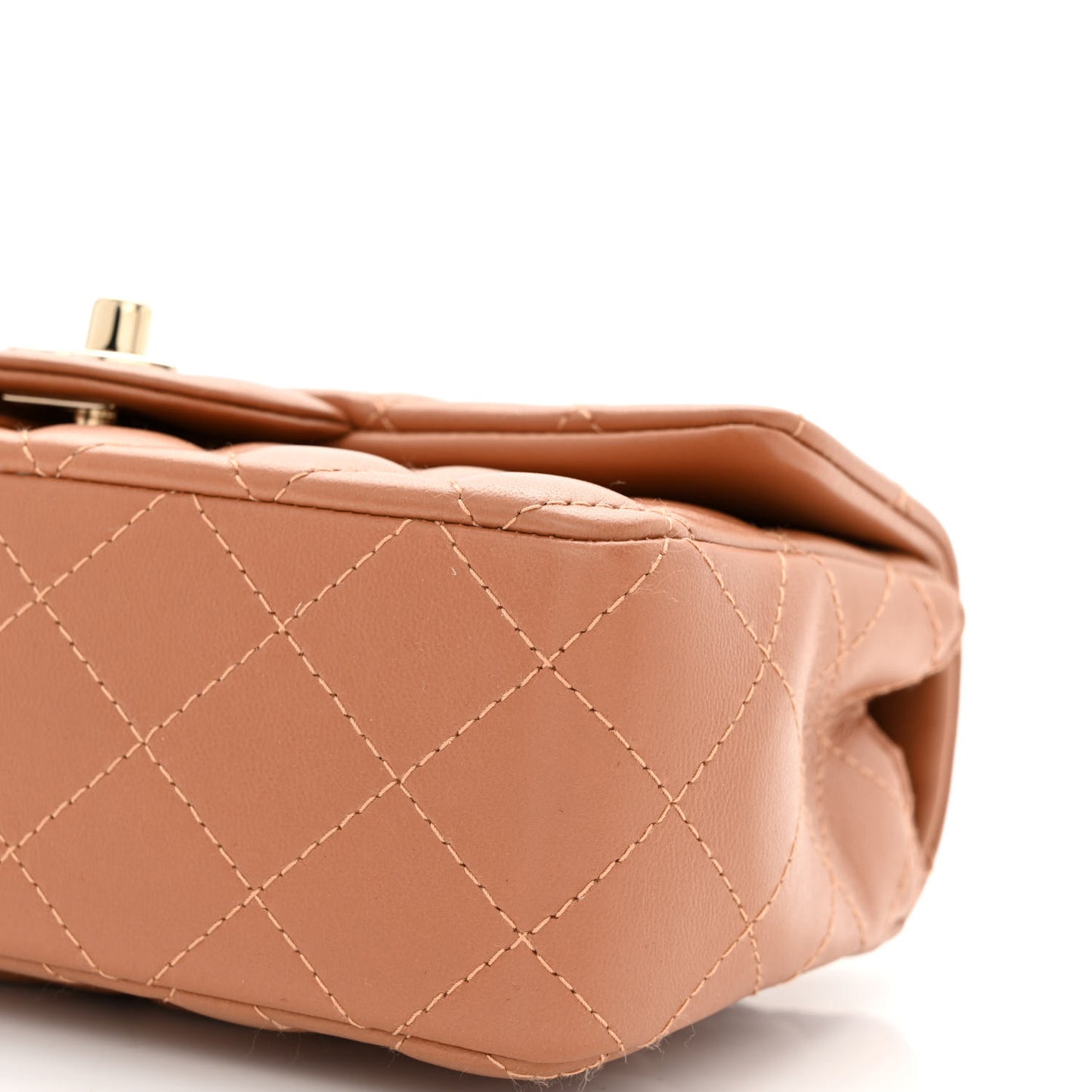 Lambskin Quilted Mini Rectangular Flap Brown