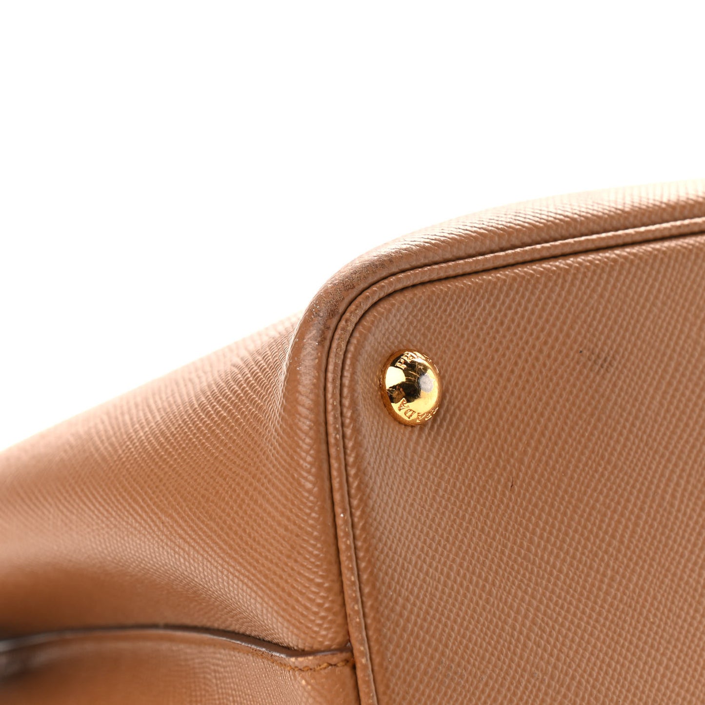 Saffiano Cuir Medium Double Bag Caramel Fuoco
