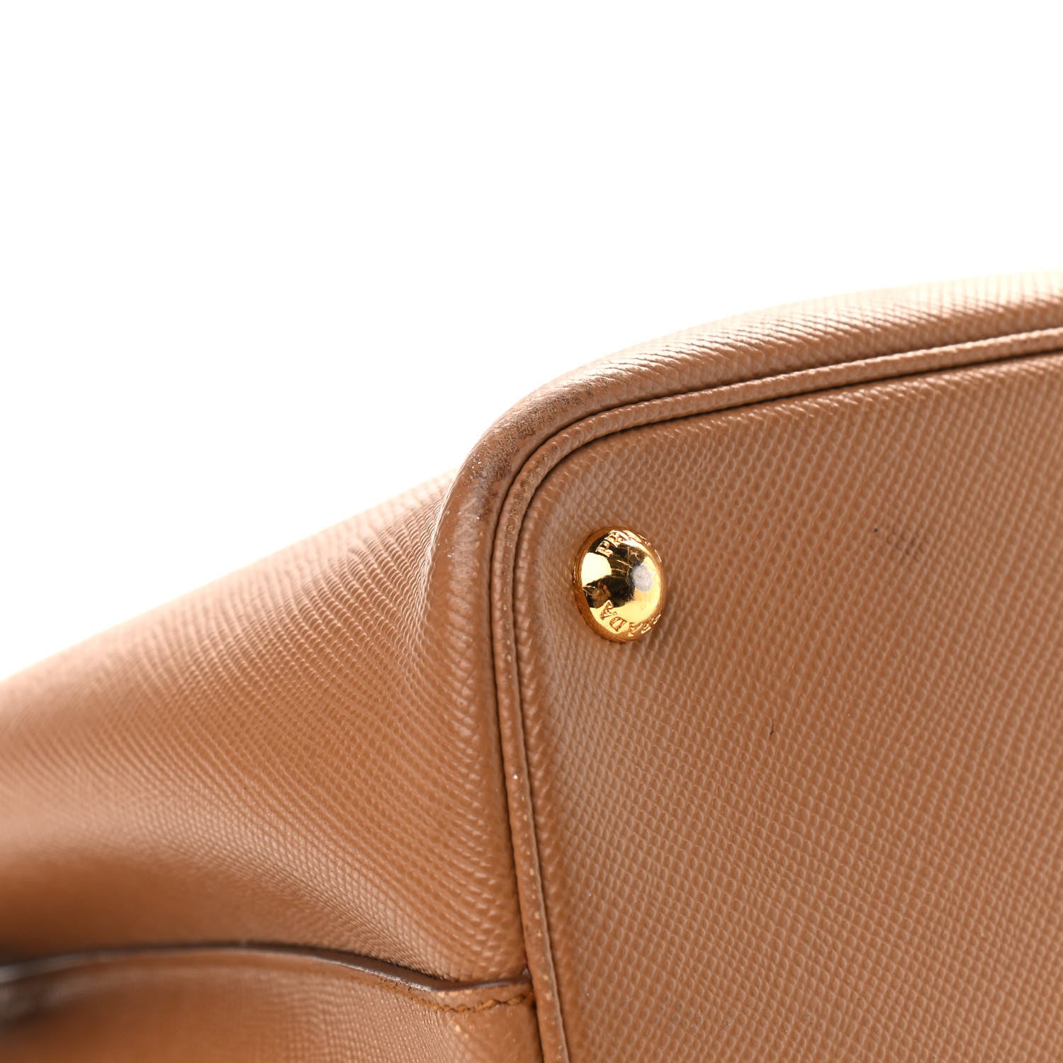 Prada Saffiano Cuir Medium Double Bag Caramel Fuoco 7 of 19