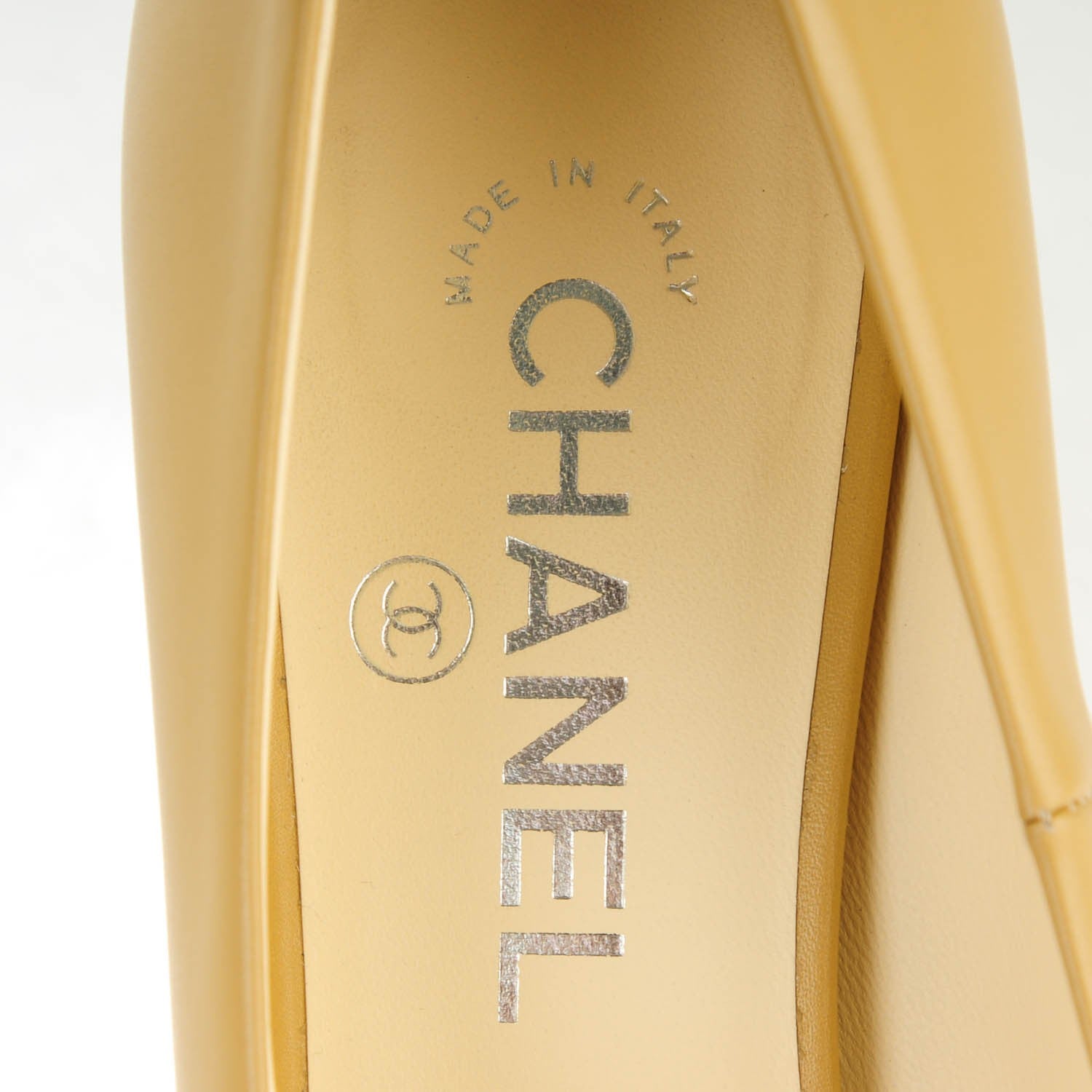 Chanel Calfskin Chain Peep Toe CC Pumps 39 Beige 8 of 9