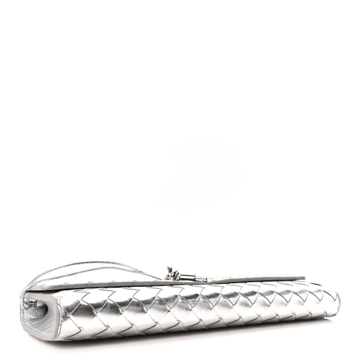 Bottega Veneta Metallic Nappa Intrecciato Long Andiamo Top Handle Silver 4 of 9