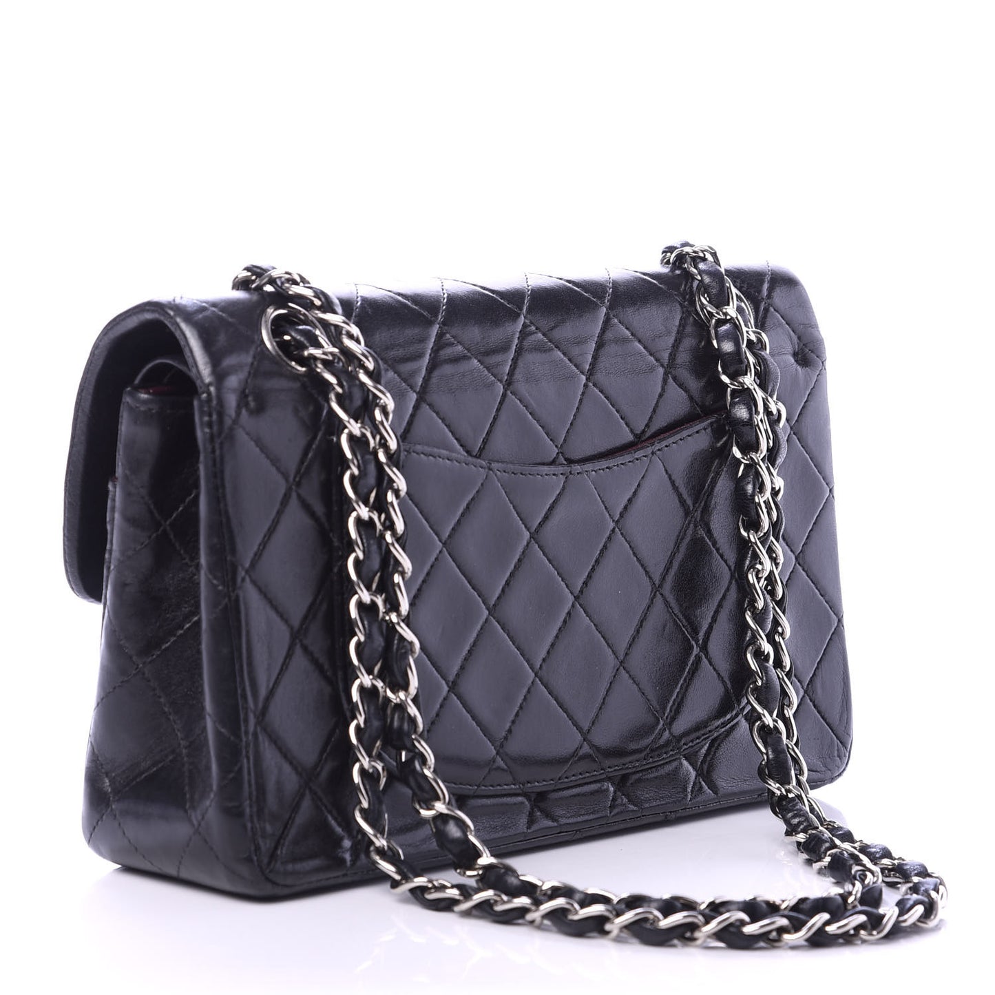 Lambskin Quilted Small Double Flap Black