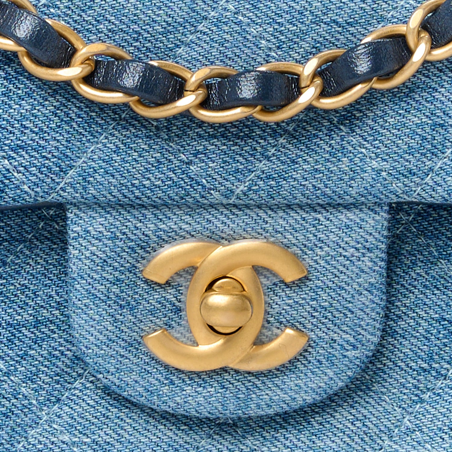 Chanel Washed Denim Quilted Mini Rectangular Flap Blue 9 of 12