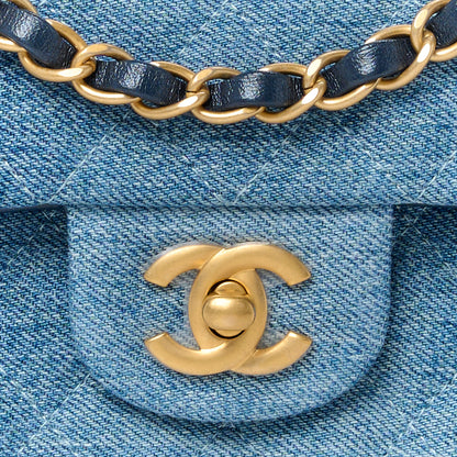 Chanel Washed Denim Quilted Mini Rectangular Flap Blue 9 of 12