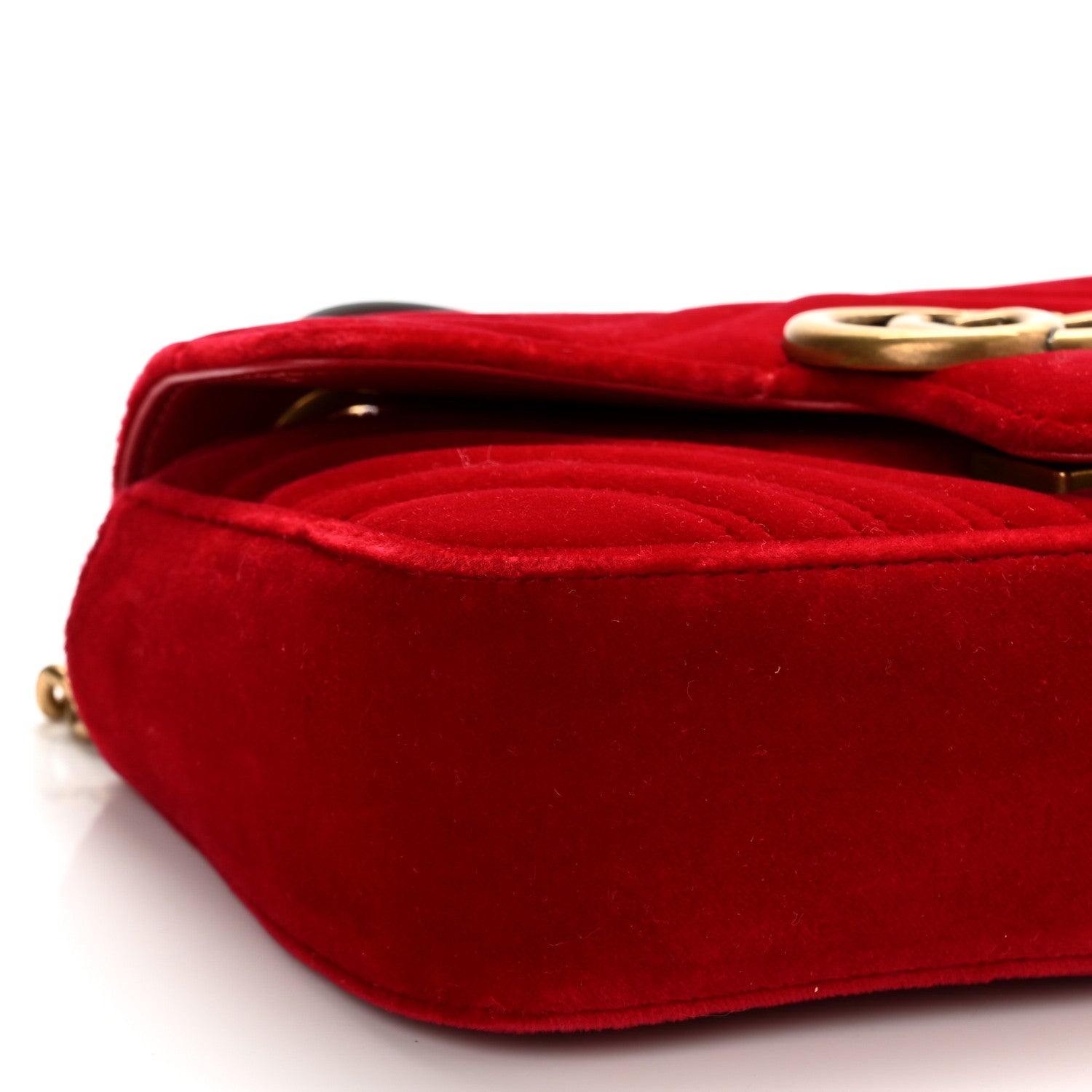 Gucci Velvet Matelasse Mini GG Marmont Shoulder Bag Hibiscus Red 9 of 11