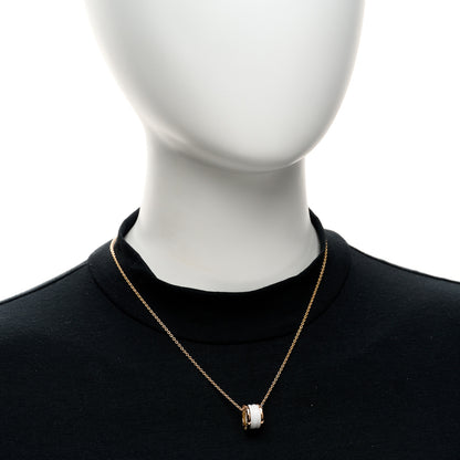 Bulgari 18K Rose Gold White Ceramic B.Zero1 Pendant Necklace 2 of 4