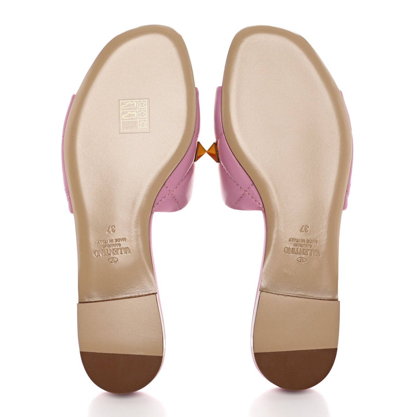 Nappa Roman Stud Flat Slide Sandals 37 Giacinto