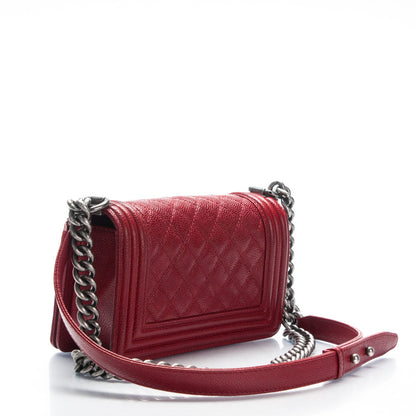 Chanel Caviar Quilted Small Boy Flap Bag Dark Red 3 of 8