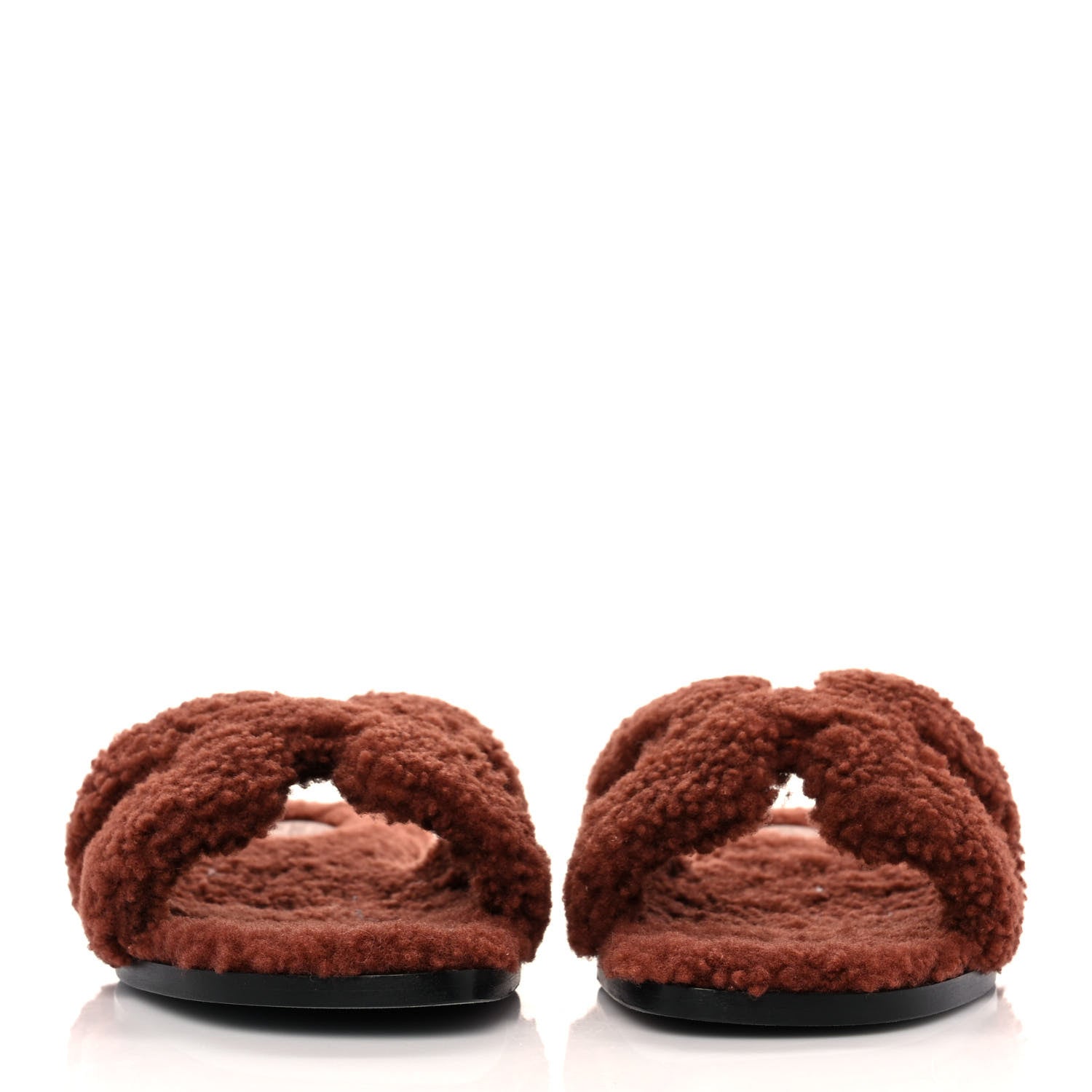 Hermes Woolskin Oran Sandals 37.5 Cognac 2 of 8