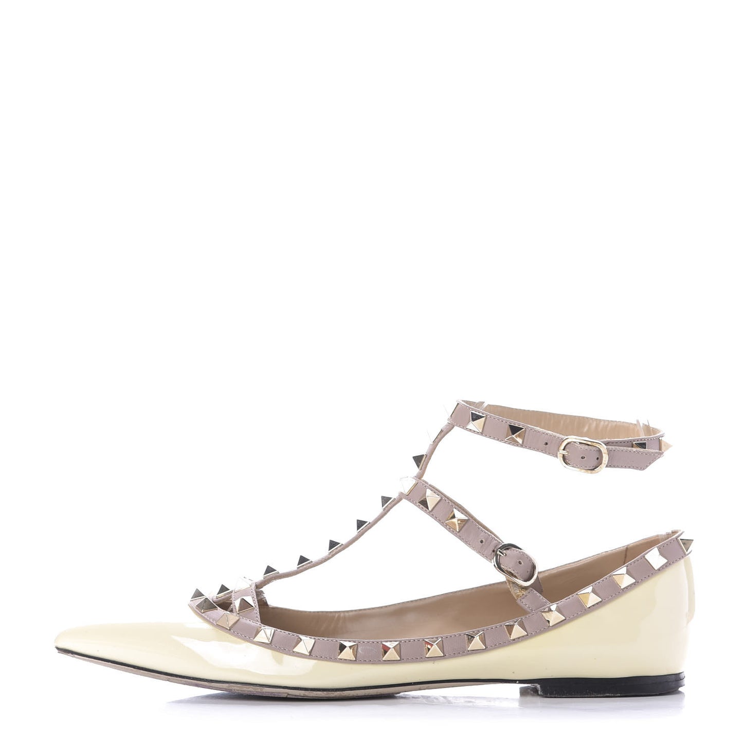 Patent Rockstud Cage Ballerina Flats 40 Ivory Poudre