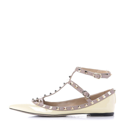 Valentino Garavani Patent Rockstud Cage Ballerina Flats 40 Ivory Poudre 1 of 11