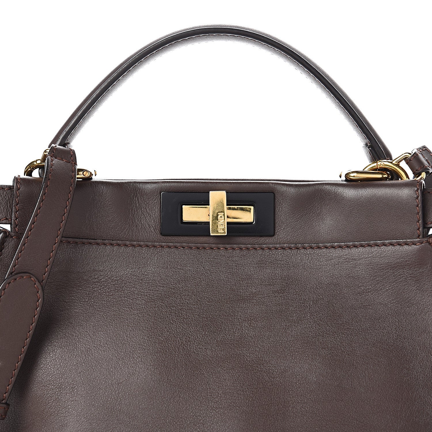 Fendi Vitello Seta Shiny Nappa Medium Peekaboo Iconic Satchel Moresco Rosa Doll 15 of 15