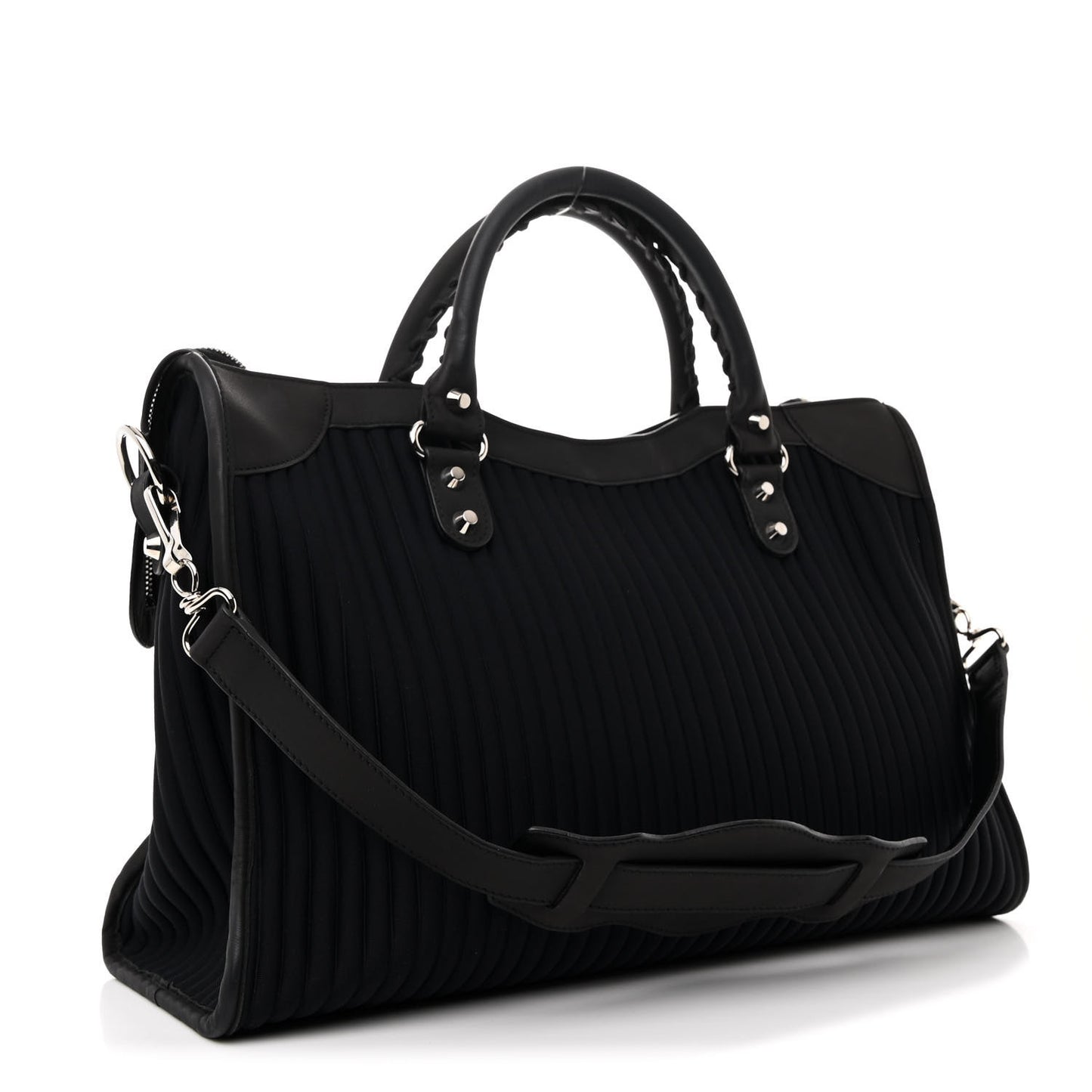 Ribbed Neoprene Classic Silver Hardware City Black