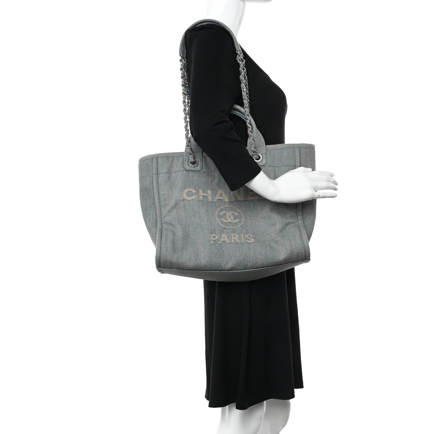 Chanel Denim Small Deauville Tote Light Blue 2 of 10