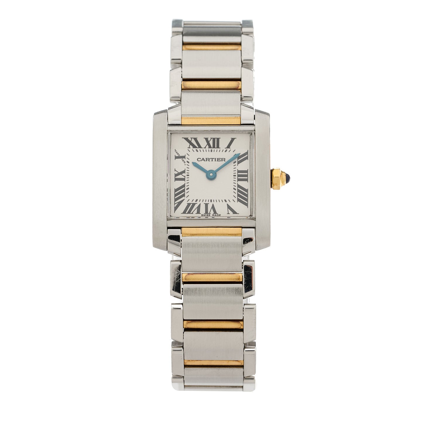 Stainless Steel 18K Yellow Gold 20mm Tank Francaise Quartz Watch