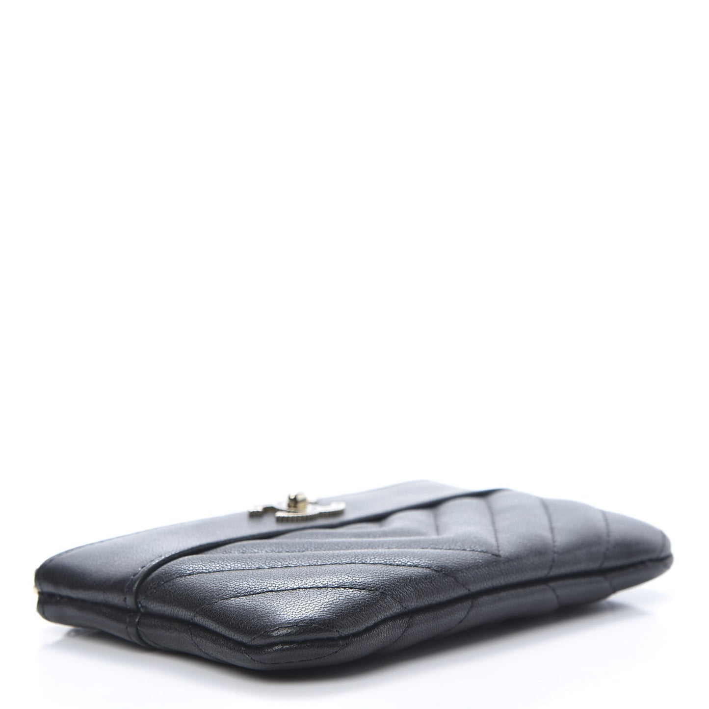 Sheepskin Chevron Quilted Small Vintage Mademoiselle Cosmetic Case Black