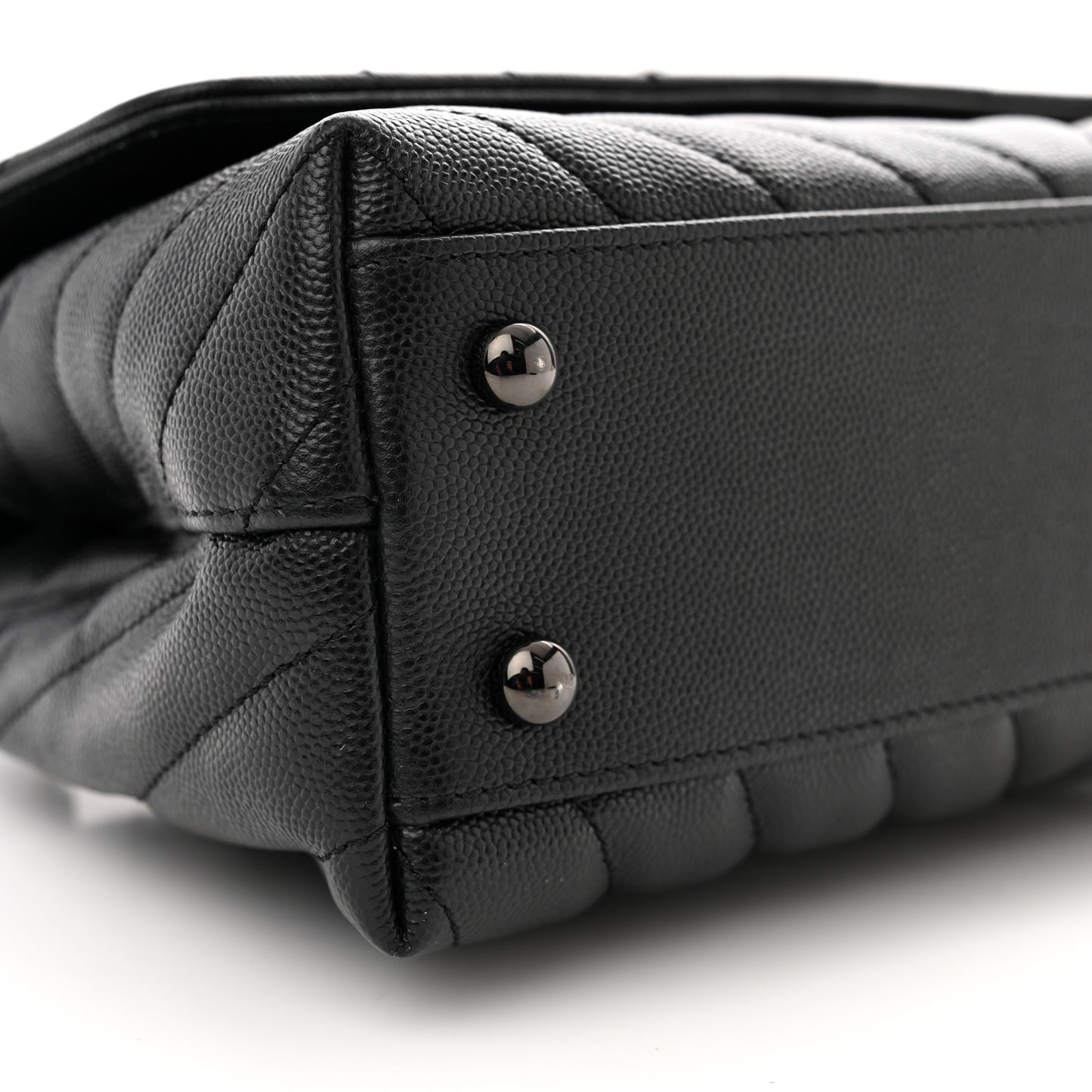 Caviar Chevron Quilted Mini Coco Handle Flap So Black