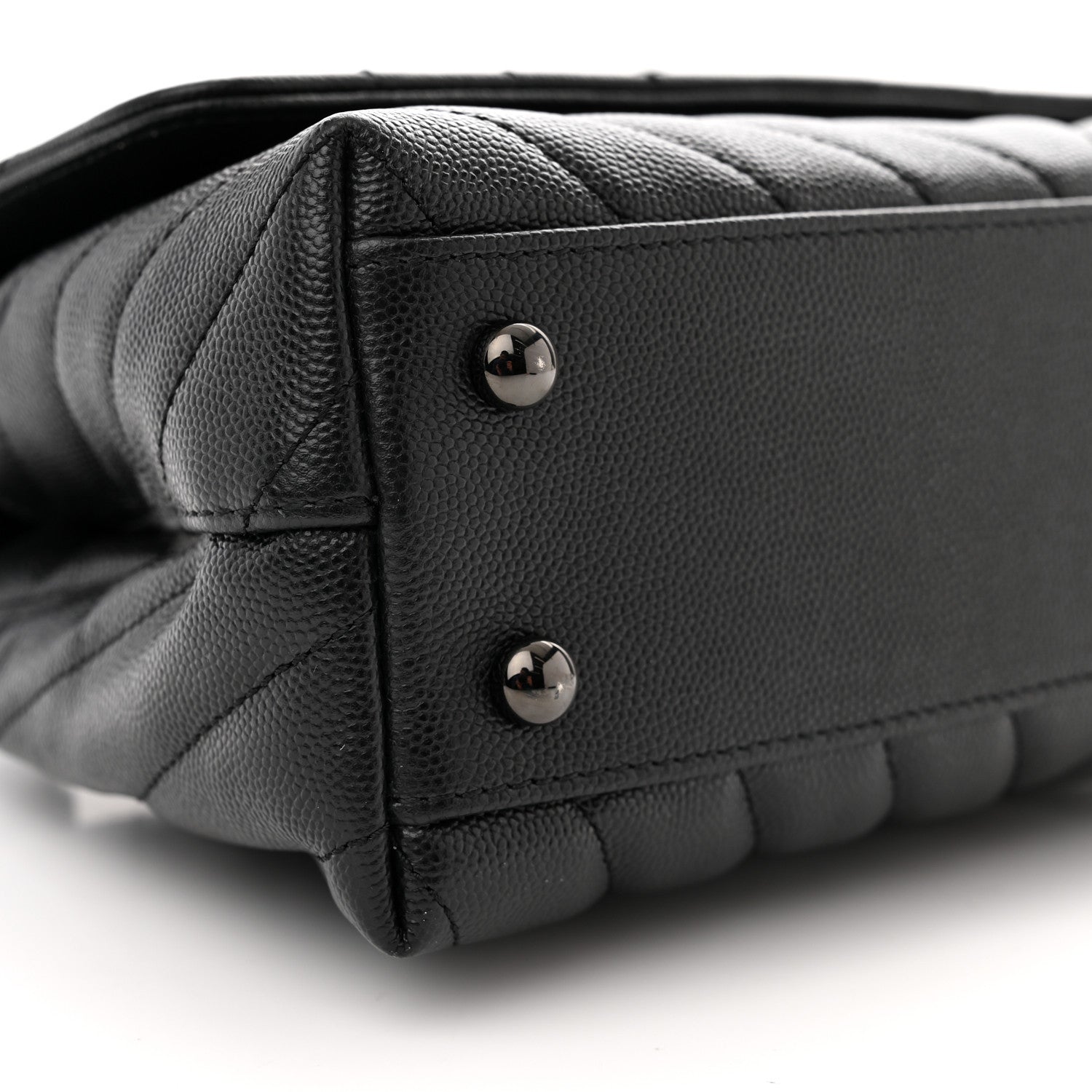 Chanel Caviar Chevron Quilted Mini Coco Handle Flap So Black 9 of 11