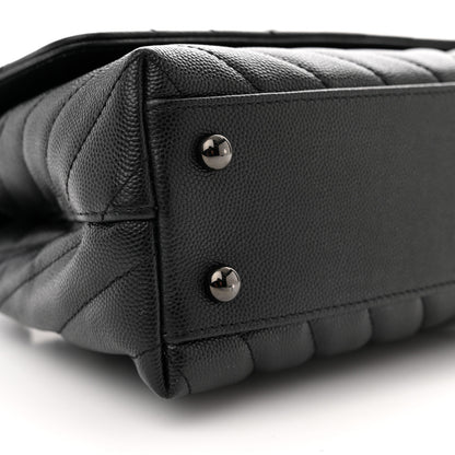 Chanel Caviar Chevron Quilted Mini Coco Handle Flap So Black 9 of 11
