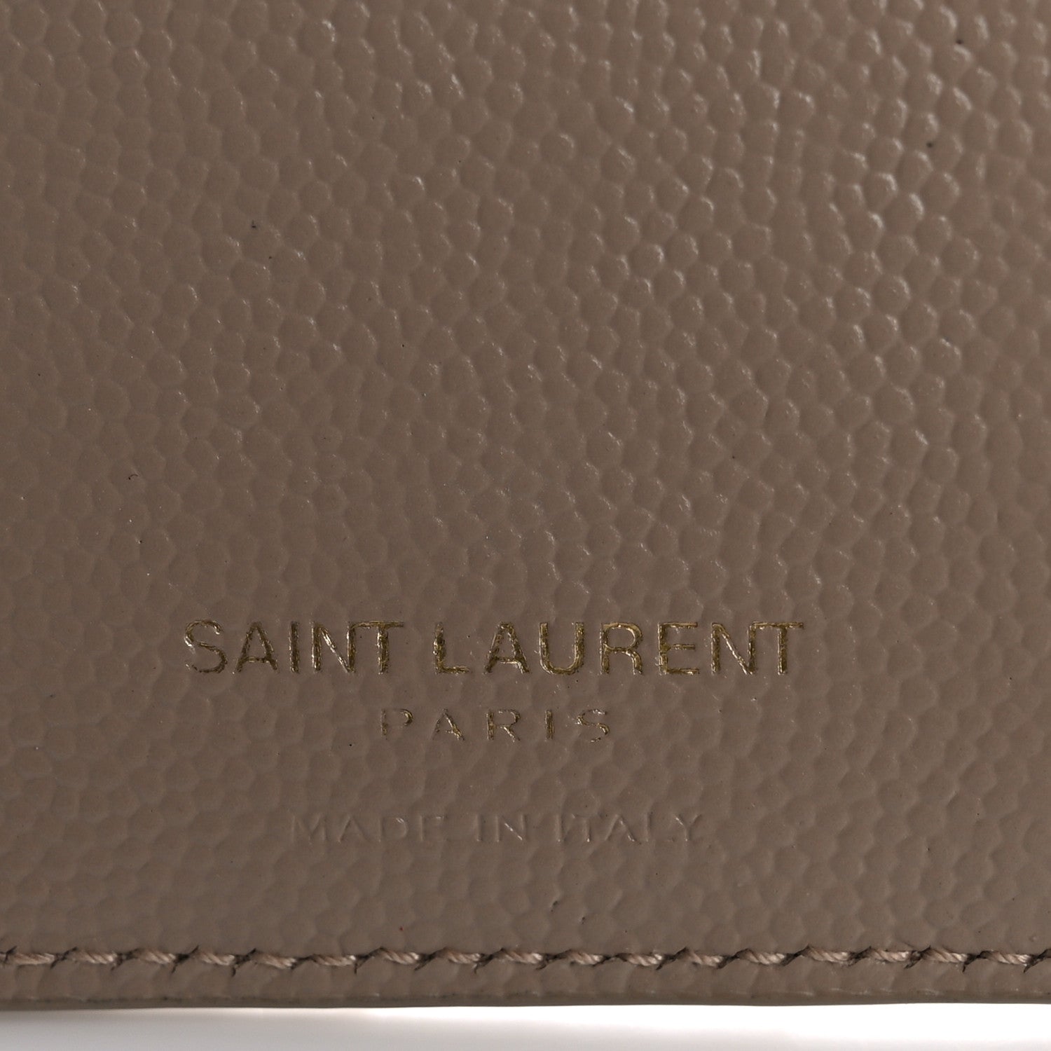 Saint Laurent Grain De Poudre Matelasse Chevron Monogram Zipped Card Case Dark Beige 6 of 12